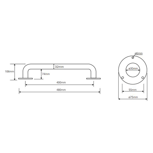 BEMETA HELP RUKOHVAT ZIDNI 400mm BELI  301100404 2