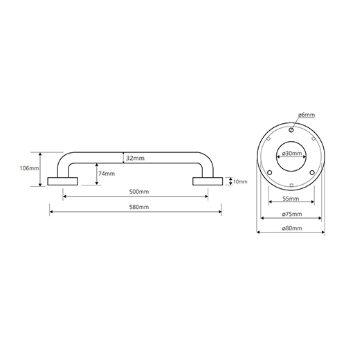 BEMETA HELP RUKOHVAT ZIDNI 500mm INOX ČETKANI  301100502 2