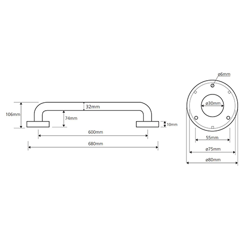 BEMETA HELP RUKOHVAT ZIDNI 600mm INOX ČETKANI  301100602 2