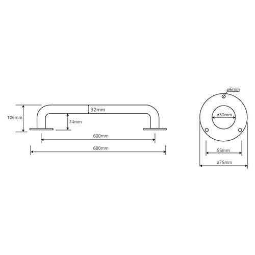 BEMETA HELP RUKOHVAT ZIDNI 600mm BELI  301100604 2