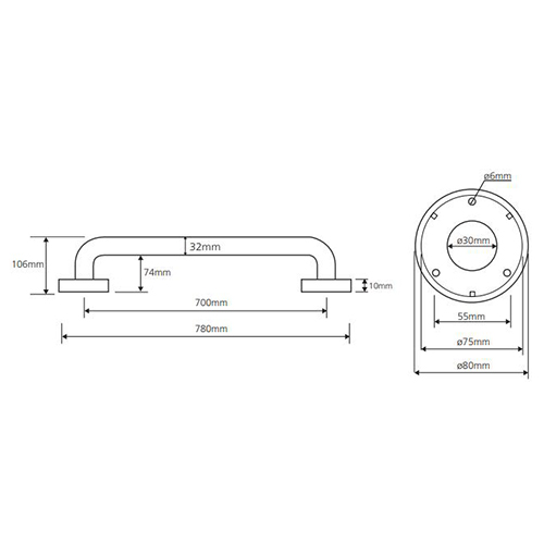 BEMETA HELP RUKOHVAT ZIDNI 700mm VISOK SJAJ INOX  301100701 2