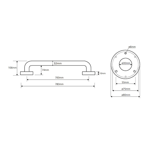 BEMETA HELP RUKOHVAT ZIDNI 700mm INOX ČETKANI  301100702 2