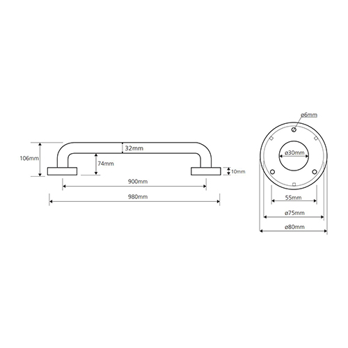 BEMETA HELP RUKOHVAT ZIDNI 900mm INOX ČETKANI  301100902 2