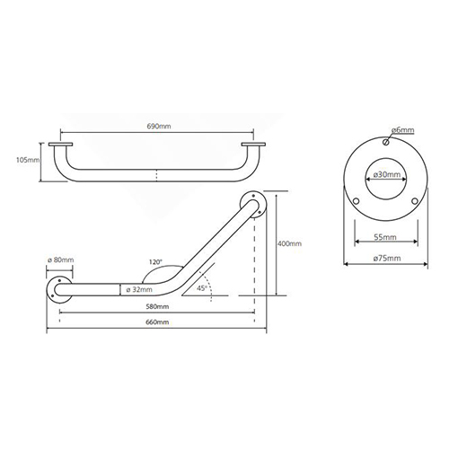 BEMETA HELP RUKOHVAT UGAONI 660X400mm BELI  301102014 2