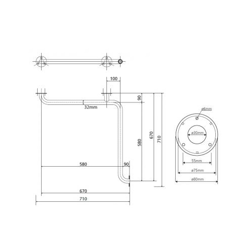 BEMETA HELP RUKOHVAT UGAONI 710X710mm INOX ČETKANI  301102032 2