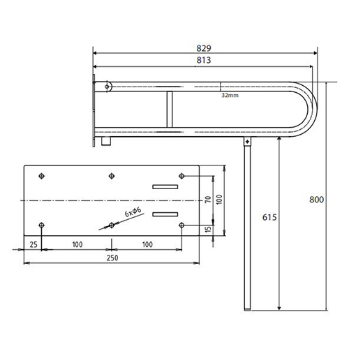 BEMETA HELP RUKOHVAT POKRETNI 813mm INOX VISOK SJAJ SA NOGAROM  301102081N 2