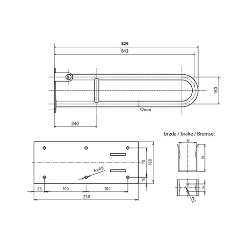 BEMETA HELP RUKOHVAT POKRETNI 813mm INOX ČETKANI  301102082 3