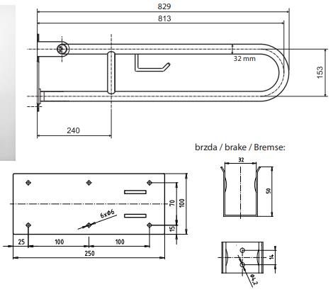 BEMETA HELP RUKOHVAT POKRETNI 813mm INOX VISOK SJAJ SA DRŽAČEM ROLOPAPIRA  301102281 2