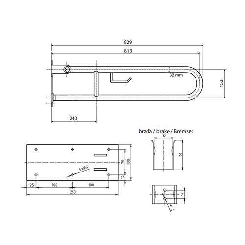 BEMETA HELP RUKOHVAT POKRETNI 813mm INOX ČETKANI SA DRŽAČEM ROLOPAPIRA  301102282 2