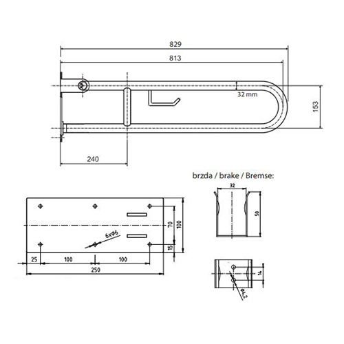 BEMETA HELP RUKOHVAT POKRETNI 813mm BELI SA DRŽAČEM ROLOPAPIRA  301102284 2