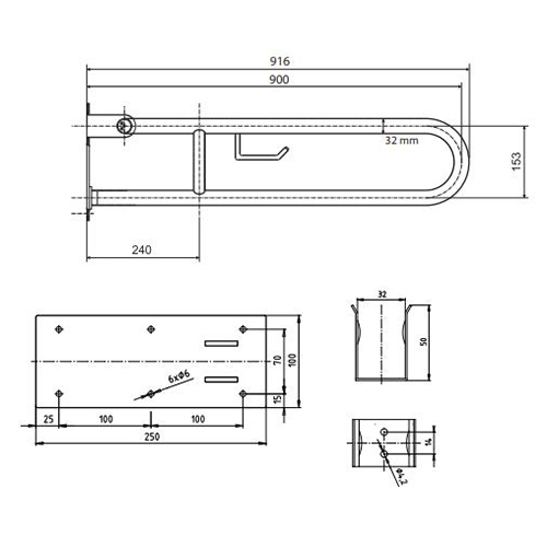 BEMETA HELP RUKOHVAT POKRETNI 900mm INOX VISOK SJAJ SA DRŽAČEM ROLPAPIRA  301102291 2