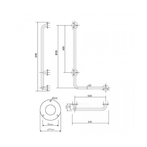 BEMETA HELP RUKOHVAT UGAONI 630X890mm INOX VISOK SJAJ LEVI  301112041 2