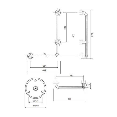 BEMETA HELP RUKOHVAT UGAONI 630X680mm INOX VISOK SJAJ DESNI  301112061 2