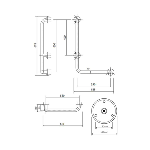 BEMETA HELP RUKOHVAT UGAONI 630X680mm INOX VISOK SJAJ LEVI  301112071 2