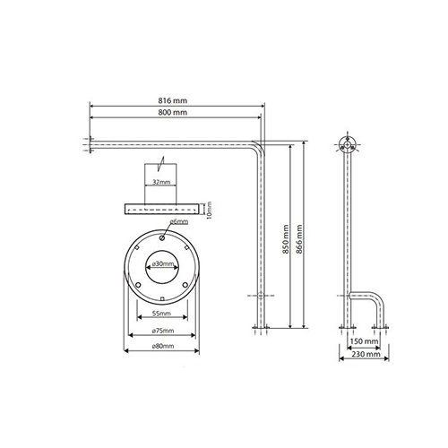 BEMETA HELP RUKOHVAT POD-ZID 600X600mm INOX VISOK SJAJ LEVI  301112131 2