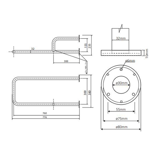 BEMETA HELP RUKOHVAT FIKSNI 820mm INOX VISOK SJAJ LEVI  301112151 2