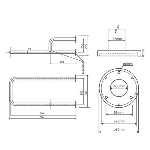 BEMETA HELP RUKOHVAT FIKSNI 820mm INOX VISOK SJAJ DESNI  301112161 2