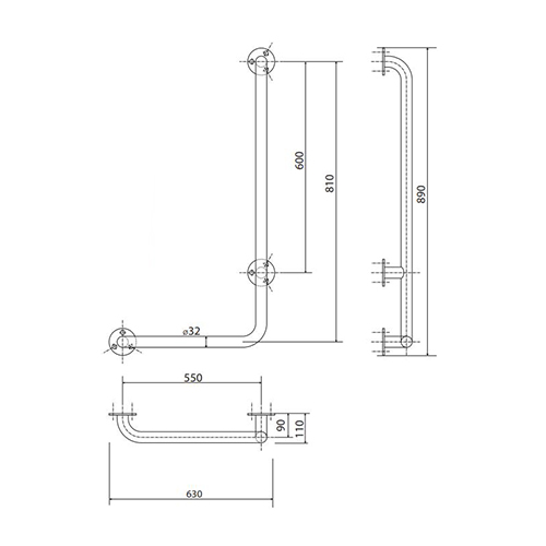 BEMETA HELP RUKOHVAT UGAONI 630X890mm INOX VISOK SJAJ DESNI  301122041 2