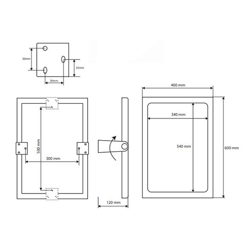 BEMETA HELP OGLEDALO 600X400mm INOX ČETKANI  301401032 2