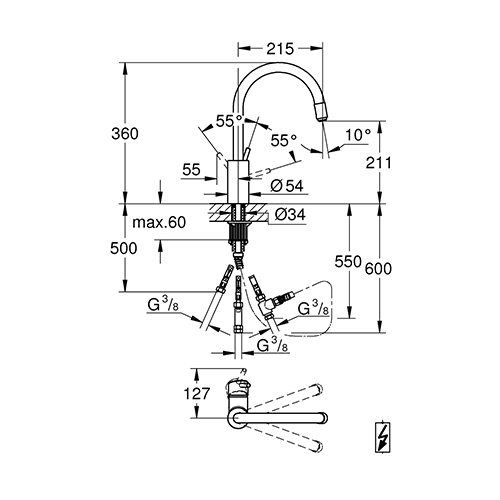 GROHE CONCETTO ZA SUDOPERU FRIZERSKA 3 CEVI  31212001 2