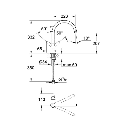 GROHE BAUFLOW ZA SUDOPERU 2 CEVI  31230000 2