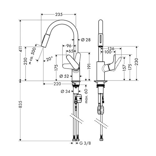 HANSGROHE FOCUS M41 ZA SUDOPERU 240 FRIZERSKA 2JET  31815000 2