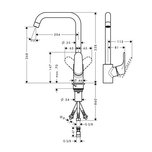 HANSGROHE FOCUS M41 ZA SUDOPERU 260 3 CEVI 1JET  31822000 2