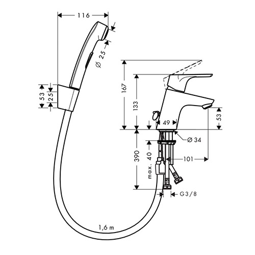 HANSGROHE FOCUS 70 SET ZA BIDE  31926000 2