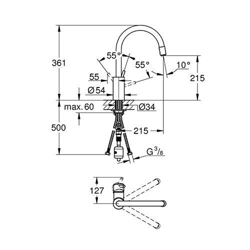 GROHE CONCETTO ZA SUDOPERU FRIZERSKA 2 CEVI  32663001 2