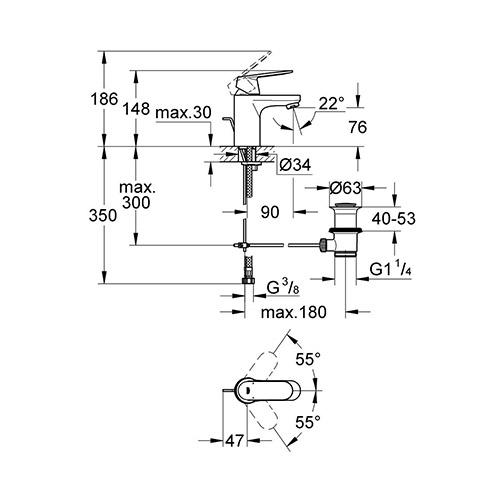 GROHE EUROSMART COSMOPOLITAN ZA LAVABO S  32825000 2