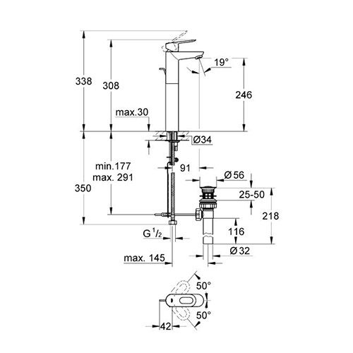 GROHE BAULOOP ZA LAVABO VISOKA  32856000 2