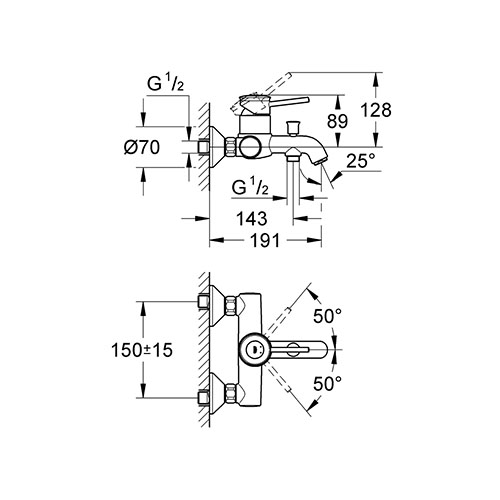 GROHE BAUCLASSIC ZA KADU  32865000 2