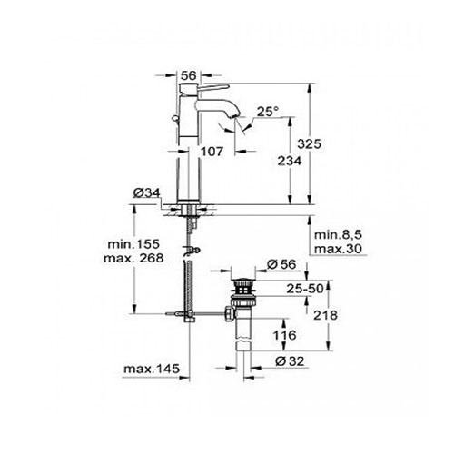 GROHE BAUCLASSIC ZA LAVABO VISOKA  32868000 2