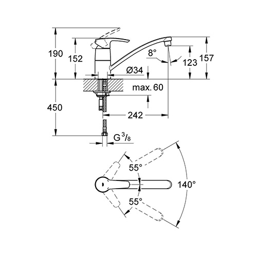 GROHE EUROSTYLE ZA SUDOPERU 2 CEVI  33977001 2