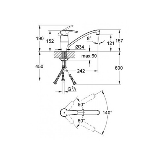 GROHE EUROSTYLE ZA SUDOPERU 3 CEVI  33984001 2