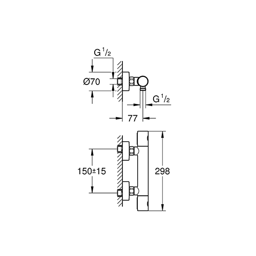 GROHE GROHTHERM 1000 COSMOPOLITAN M ZA TUŠ KADU TERMOSTATSKA  34065002 2