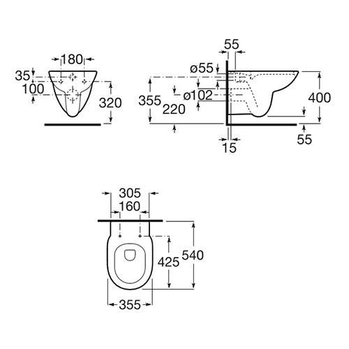 ROCA DEBBA WC ŠOLJA KONZOLNA RIMLESS  346998000 2