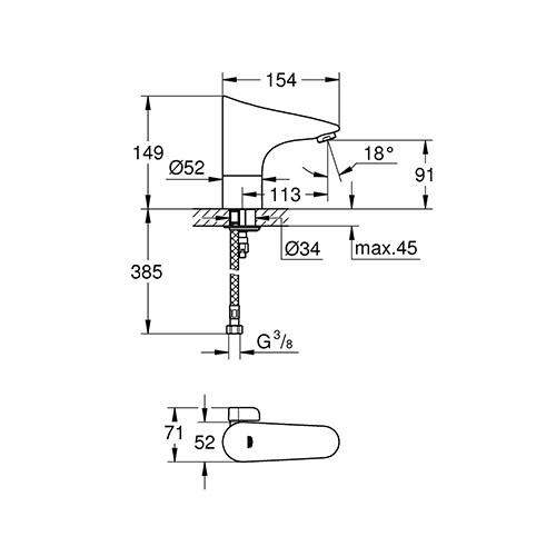 GROHE EUROPLUS E ZA LAVABO SA REGULATOROM 6V  36207001 2