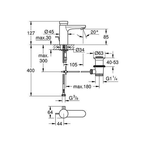 GROHE EUROSMART COSMOPOLITAN ZA LAVABO POTISNA  36318000   2