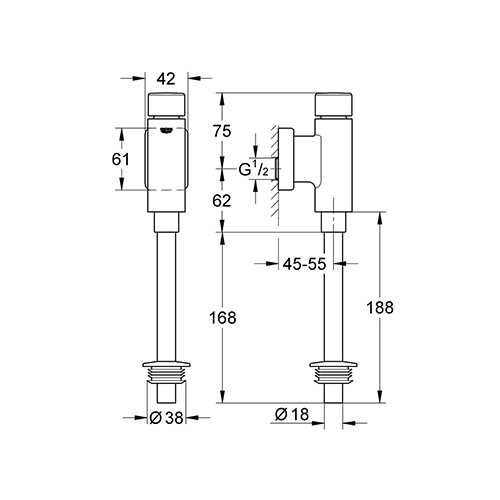 GROHE RONDO ISPIRAČ ZA PISOAR  37346000 2