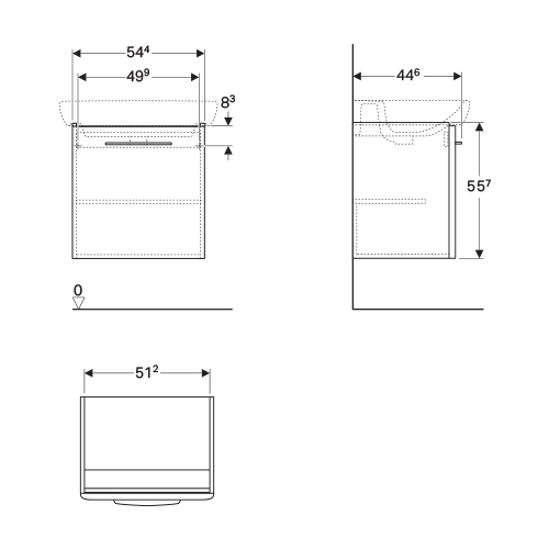 GEBERIT SELNOVA ORMARIĆ SA JEDNIM VRATIMA 54.4x55.7x44.6  500.180.01.1 2