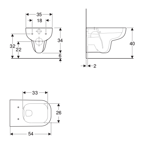 GEBERIT SMYLE SQUARE WC ŠOLJA KONZOLNA RIMFREE 500.210.01.1 5