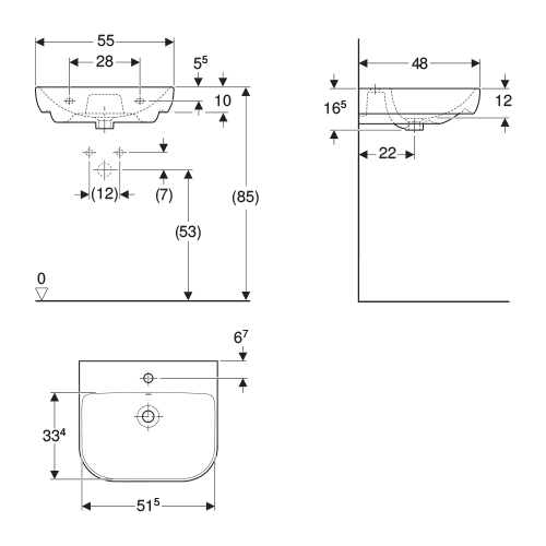 GEBERIT SMYLE LAVABO 550x480  500.227.01.1 2