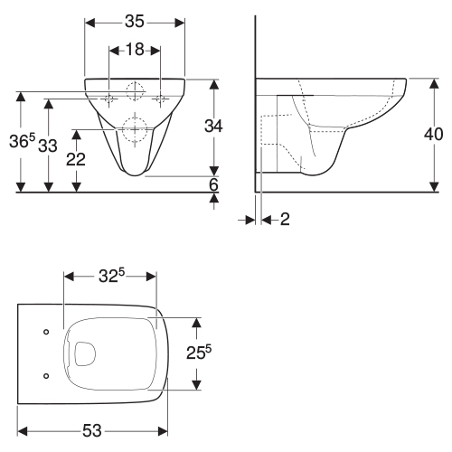 GEBERIT SELNOVA SQUARE WC ŠOLJA KONZOLNA RIMFREE  500.275.01.1 2