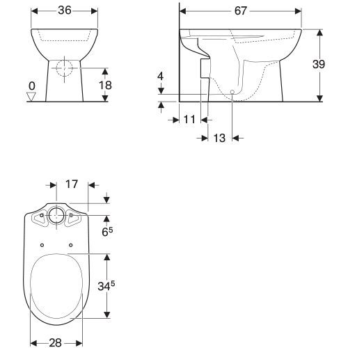 GEBERIT SELNOVA WC ŠOLJA ZA MONOBLOK HORIZONTALNI ODVOD 500.282.01.1 2