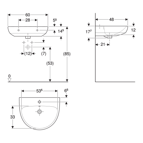 GEBERIT SELNOVA LAVABO 600x480  500.305.01.1 2