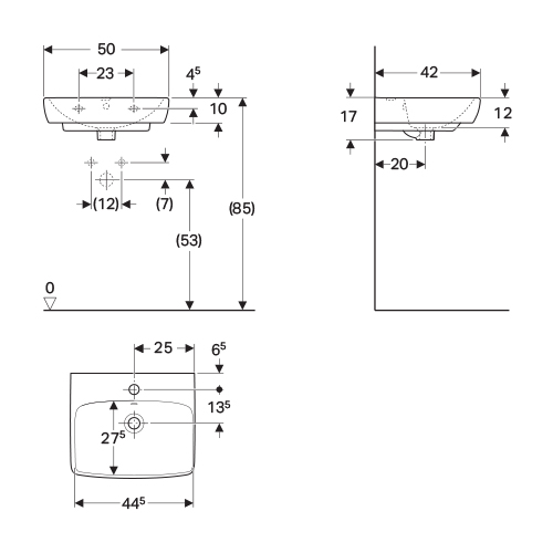 GEBERIT SELNOVA SQUARE LAVABO 500x420  500.310.01.1 2