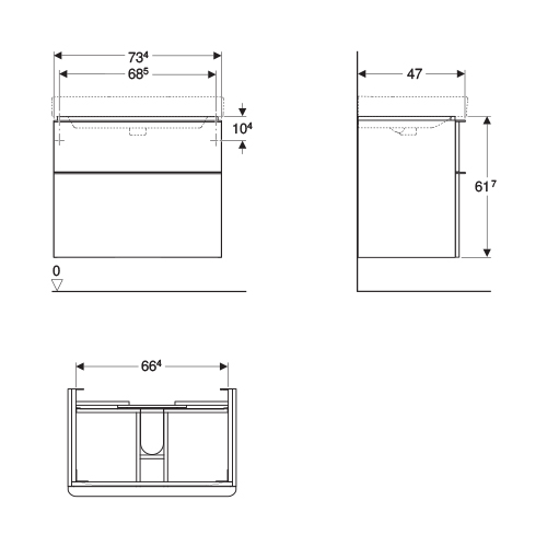 GEBERIT SMYLE SQUARE ORMAR 73.4 MELAMIN/ORAH  500.353.JR.1 2