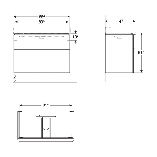 GEBERIT SMYLE SQUARE ORMAR 88x61x47 LAK.,V.SJAJ  500.354.00.1 5