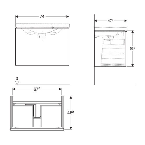 GEBERIT ACANTO ORMARIĆ ZA LAVABO 74X53.5X47.5  500.611.01.2 2